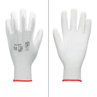 ECD 120 Germany pair PU-arbejde handsker, størrelse 7-S, farve hvid, mekaniker