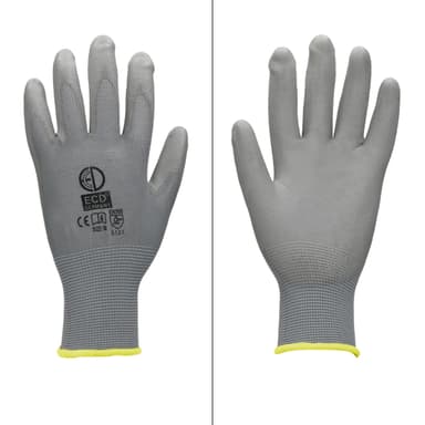 ECD 240 Germany pair PU-arbejde handsker, størrelse 8-M, Grå, mekaniker handsker