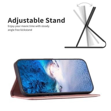 Google Pixel 7a BINFEN COLOR Præget Flip Cover - Rosa guld