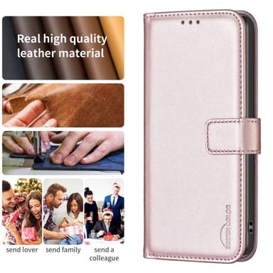 Google Pixel 7a BINFEN COLOR Præget Flip Cover - Rosa guld