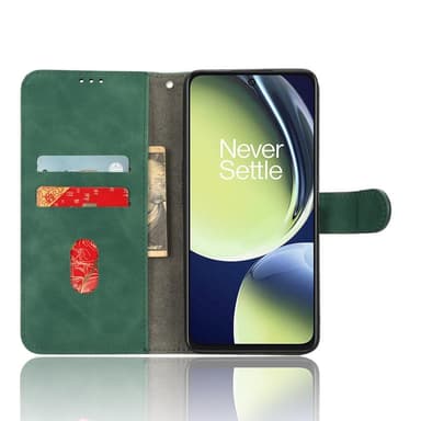 SKALO OnePlus Nord CE 3 Lite 5G Matt PU-læderpungetui - Grøn