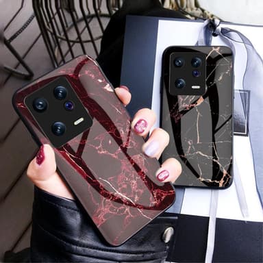 SKALO Xiaomi 13 5G Marmor hærdet glas TPU Cover - #4