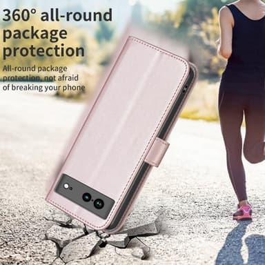 Google Pixel 7a BINFEN COLOR Præget Flip Cover - Rosa guld