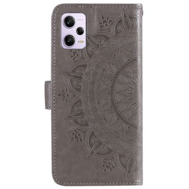 SKALO Xiaomi Redmi Note 12 Pro 5G Mandala Flip Cover - Grå