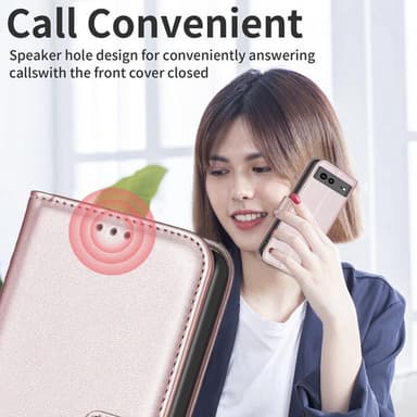 Google Pixel 7a BINFEN COLOR Præget Flip Cover - Rosa guld