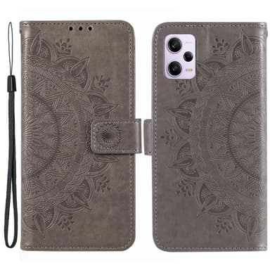 SKALO Xiaomi Redmi Note 12 Pro 5G Mandala Flip Cover - Grå