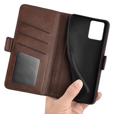 SKALO Motorola Moto G73 5G Premium Wallet Flip Cover - Brun