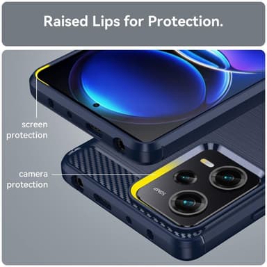 SKALO Xiaomi Redmi Note 12 Pro 5G Armor Carbon Stødsikker TPU-cover - Blå