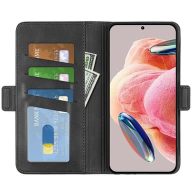 SKALO Xiaomi Redmi Note 12 4G Premium Wallet Flip Cover - Sort