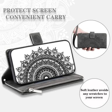SKALO Xiaomi Redmi Note 12 4G Big Wallet Mandala Pungetaske - Grå
