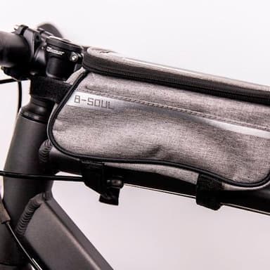 Vattentät cykelramsväska med telefonhållare, Grå