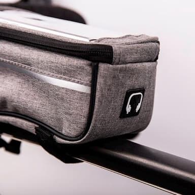 Vattentät cykelramsväska med telefonhållare, Grå