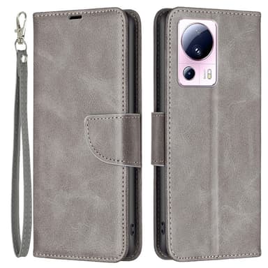 SKALO Xiaomi 13 Lite Flip Cover m. pung i PU-læder - Grå