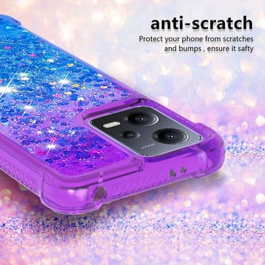 SKALO Xiaomi Redmi Note 12 5G Kvicksand Glitter Hjerter TPU Cover - Lilla-Blå