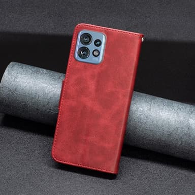 SKALO Motorola Edge 40 Pro 5G Flip Cover m. pung i PU-læder - Rød
