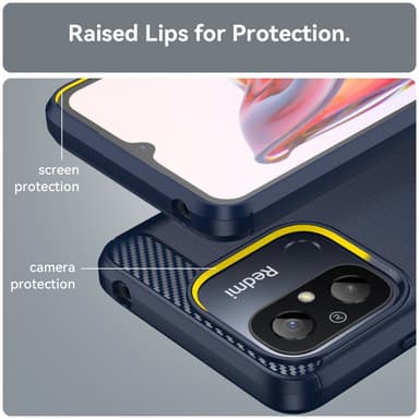 SKALO Xiaomi Redmi 12C 4G Armor Carbon Stødsikker TPU-cover - Blå