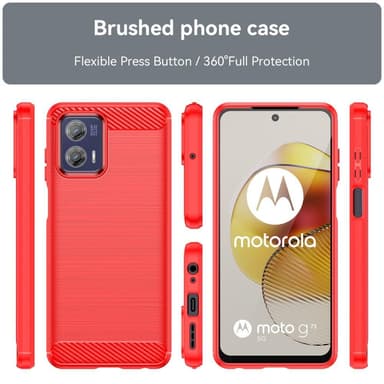 SKALO Motorola Moto G73 5G Armor Carbon Stødsikker TPU-cover - Rød