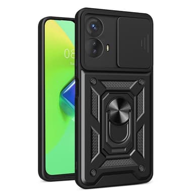 SKALO Motorola Moto G53 5G Armor Hybrid Metal Ring Camera Slider - Sort
