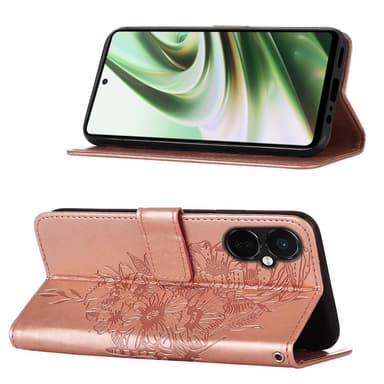 SKALO OnePlus Nord CE 3 Lite 5G Mandala Butterfly Flip Cover - Rosa guld