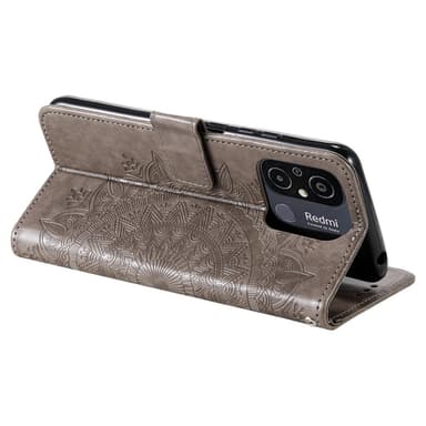 SKALO Xiaomi Redmi 12C 4G Mandala Flip Cover - Grå