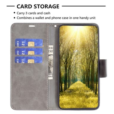 SKALO Xiaomi 13 Lite Flip Cover m. pung i PU-læder - Grå