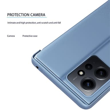 SKALO Xiaomi Redmi Note 12 4G Clear View Mirror Etui - Blå