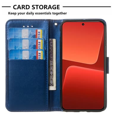 SKALO Xiaomi 13 5G Flip Cover m. pung i PU-læder - Blå
