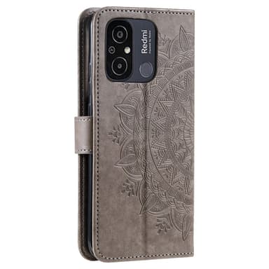 SKALO Xiaomi Redmi 12C 4G Mandala Flip Cover - Grå