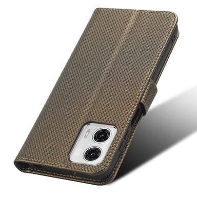 SKALO Motorola Moto G73 5G Premium Mini Rhombus Wallet Flip Cover - Brun