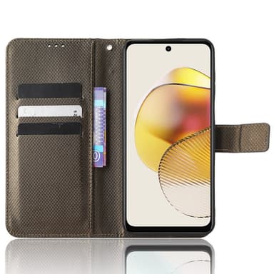 SKALO Motorola Moto G73 5G Premium Mini Rhombus Wallet Flip Cover - Brun