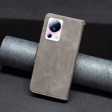 SKALO Xiaomi 13 Lite Flip Cover m. pung i PU-læder - Grå