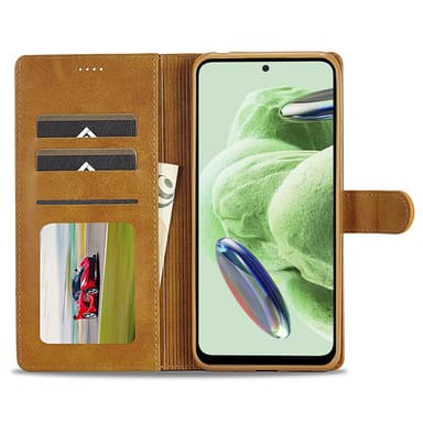 SKALO Xiaomi Redmi Note 12 5G LC.IMEEKE Pungetui i PU-læder - Lys brun