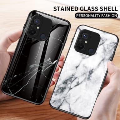 SKALO Xiaomi Redmi 12C 4G Marmor hærdet glas TPU Cover - #5