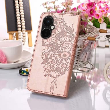 SKALO OnePlus Nord CE 3 Lite 5G Mandala Butterfly Flip Cover - Rosa guld