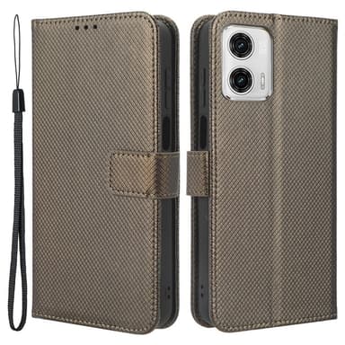 SKALO Motorola Moto G73 5G Premium Mini Rhombus Wallet Flip Cover - Brun