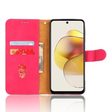 SKALO Motorola Moto G73 5G Matt PU-læderpungetui - Cerise