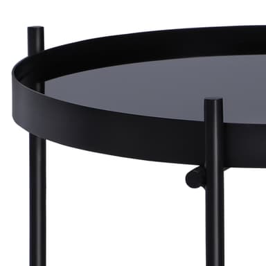 WOMO-DESIGN design sidebord Ø43x45cm i sort lavet af metal og glas, stuebord med