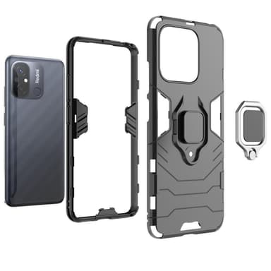 Til Xiaomi Redmi 12C Stødsikker Kickstand Telefontaske Bilmonteret metalplade