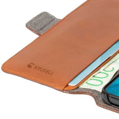 Krusell Læder telefonpung Galaxy S22+ Cognac