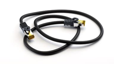 RJ45 netværkskabel S/FTP (PiMF), 500 MHz, med CAT 7 råkabel, sort, 0,25 m
