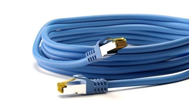 Goobay RJ45 netværkskabel S/FTP (PiMF), 500 MHz, med CAT 7 råkabel, blå, 1 m