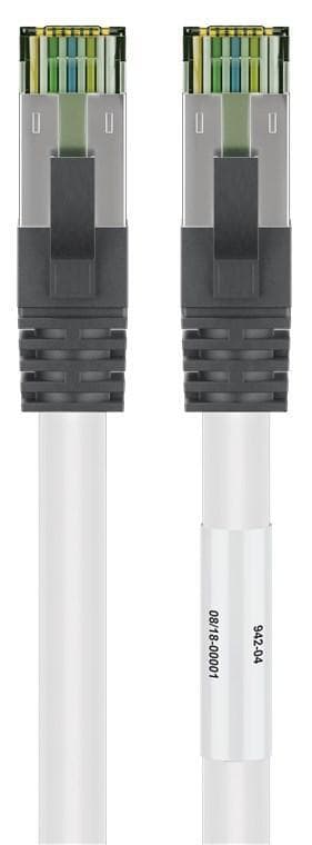 RJ45 (CAT 6A, 500 MHz) patchkabel med CAT 8.1 S/FTP råkabel, hvid
