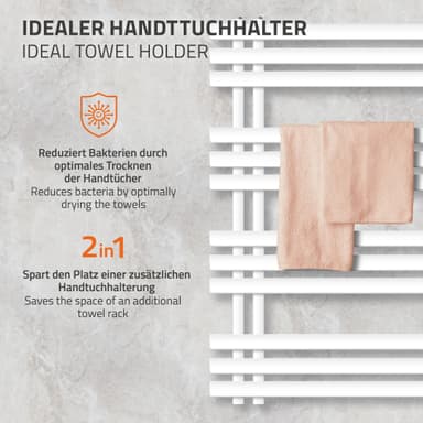 ECD Germany Iron EM model Håndklæderadiator Håndklædevarmer 600 x 1000 mm hvid