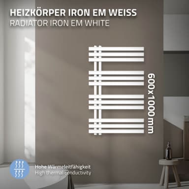 ECD Germany Iron EM model Håndklæderadiator Håndklædevarmer 600 x 1000 mm hvid