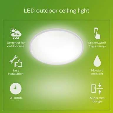 Philips SuperSlim udendørs loftslampe 15W
