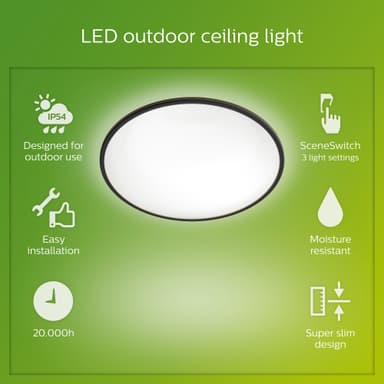 Philips SuperSlim udendørs loftslampe 15W