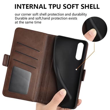 SKALO Sony Xperia 10 V Premium Wallet Flip Cover - Sort