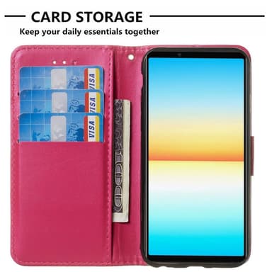 SKALO Sony Xperia 10 V Flip Cover m. pung i PU-læder - Cerise
