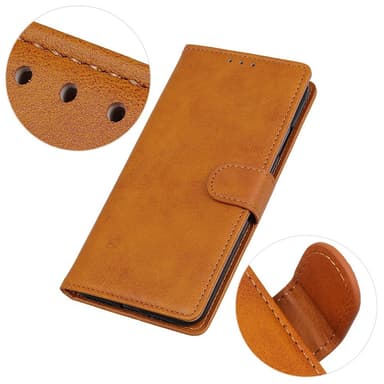SKALO OnePlus 10T 5G Flip Cover m. pung i PU-læder - Brun