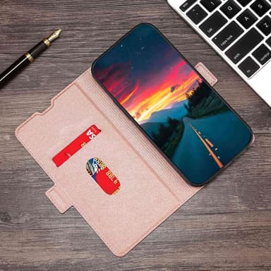 SKALO Asus Zenfone 9 5G Ultratynd Premium Wallet Case - Rosa guld
